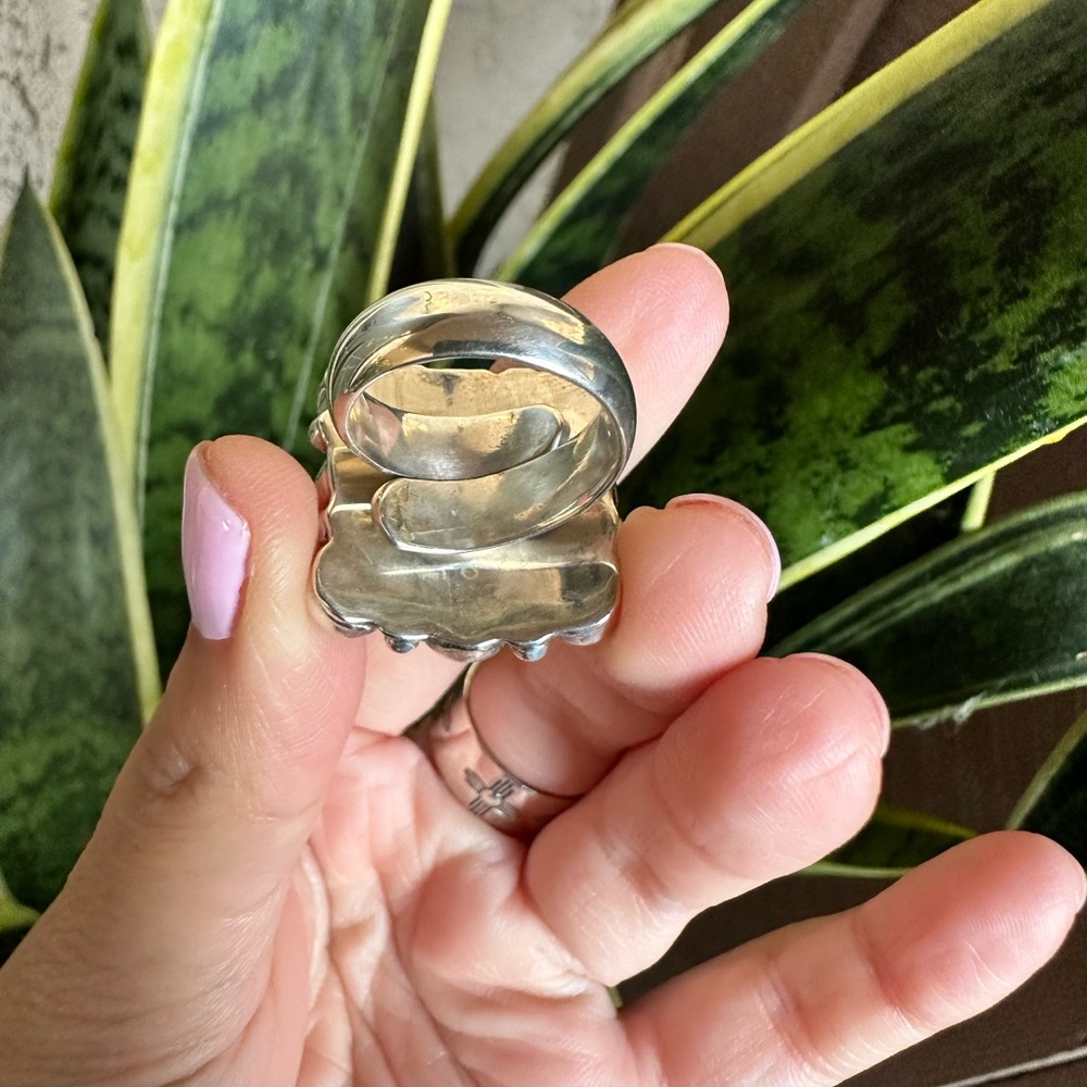 Turquoise And Silver Statement Ring - image 5